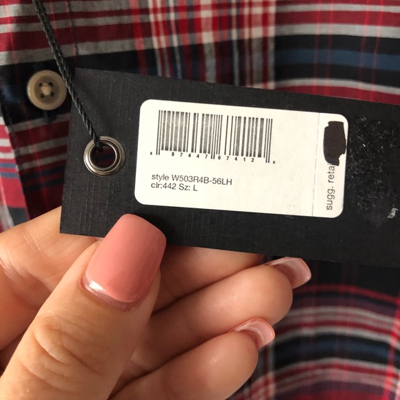 John Varvatos Plaid casual button down sz: Large NWT - Picture 5 of 7